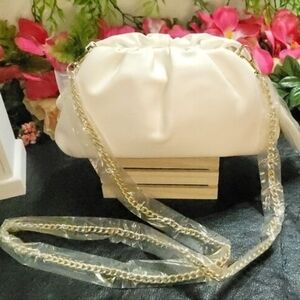 UNDERSTATED LEATHER Crescent Clutch in Ivory